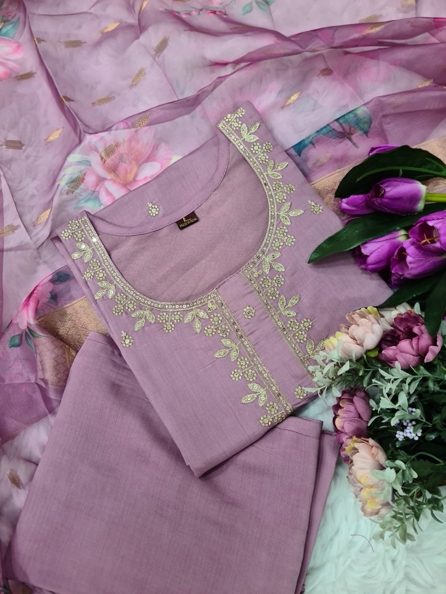 Elegant Viscose Chanderi Fabric with Sequin Embroidery – Luxurious & Lightweight