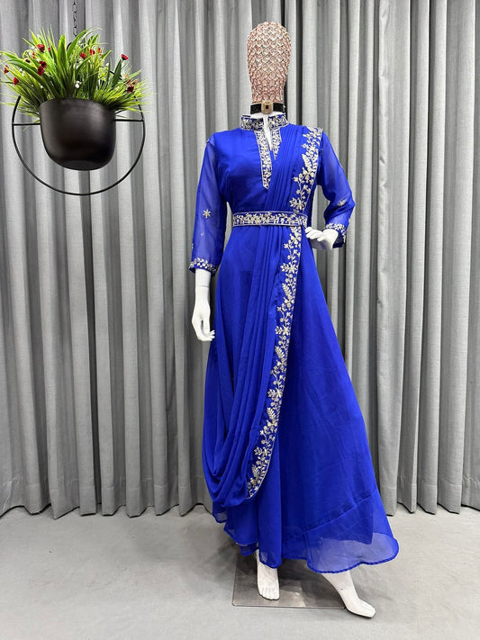 Designer Indo-Western Saree Drape Suit – A Perfect Blend of Tradition & Modern Style!