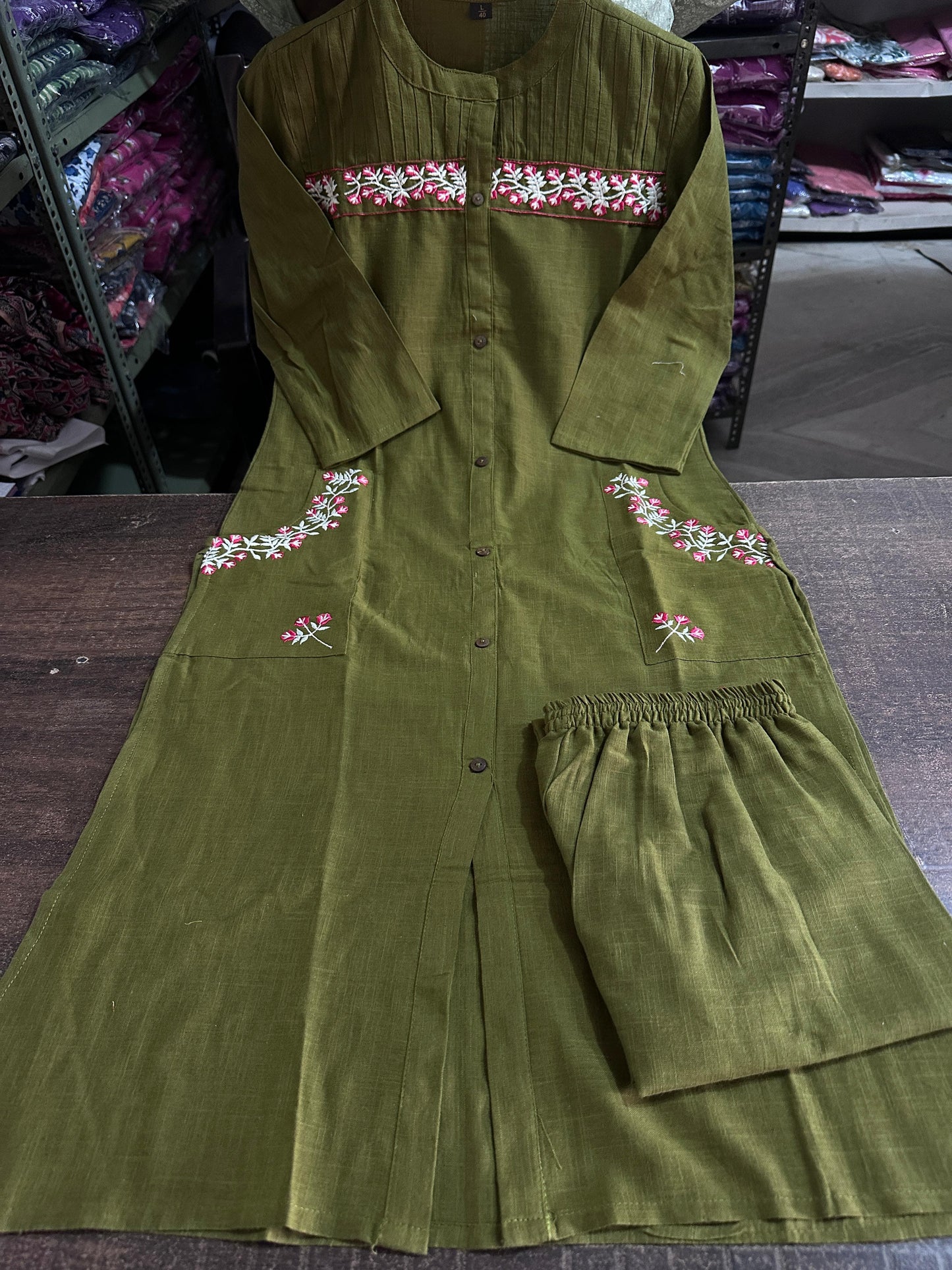 Elegant Cotton Slub Embroidered Kurti with Pant – Stylish & Comfortable by Klothcart!