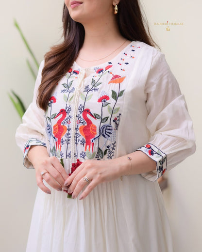 full aline top with beautiful embroidery work and printex work