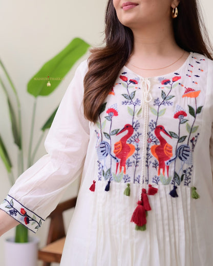 full aline top with beautiful embroidery work and printex work