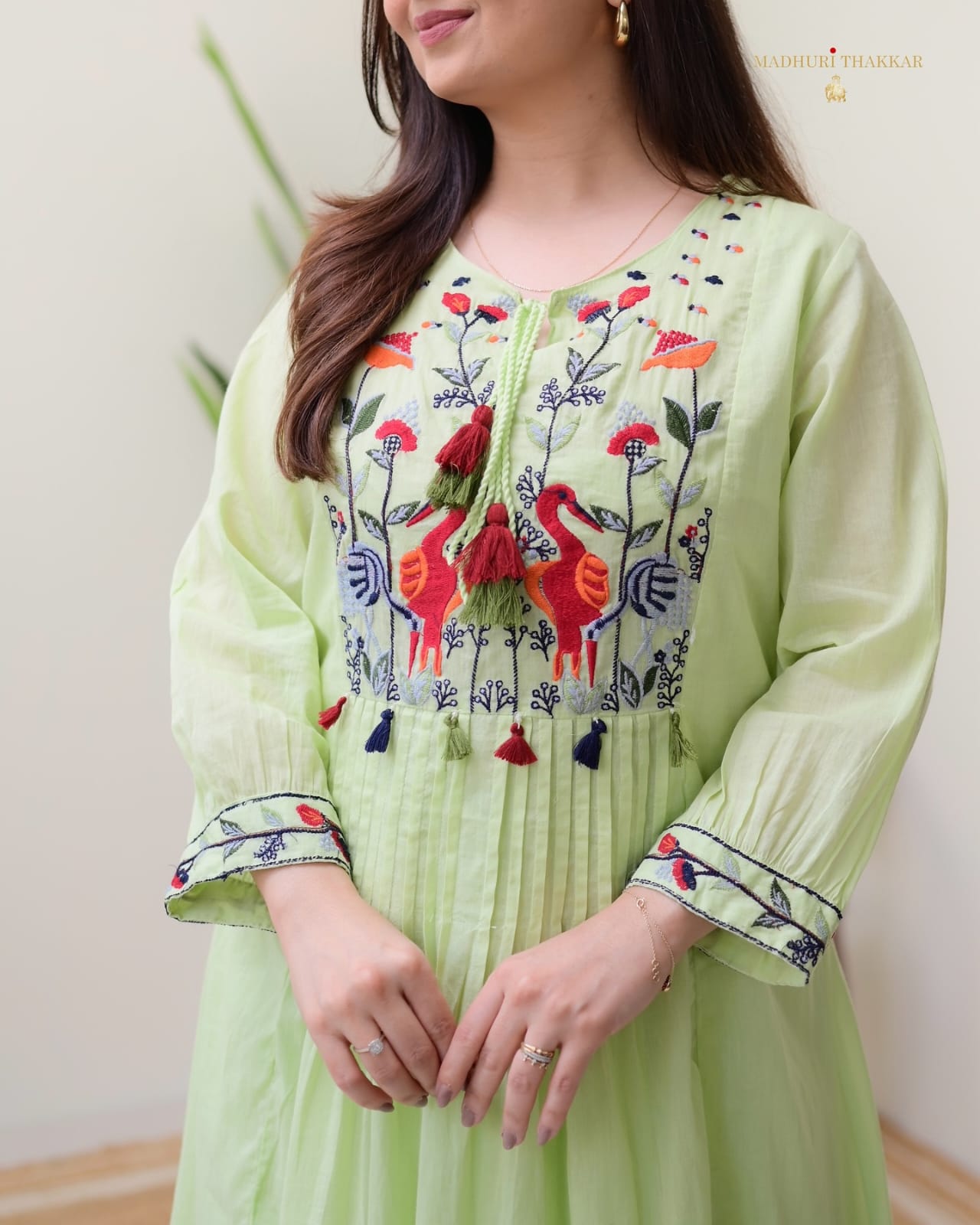 full aline top with beautiful embroidery work and printex work