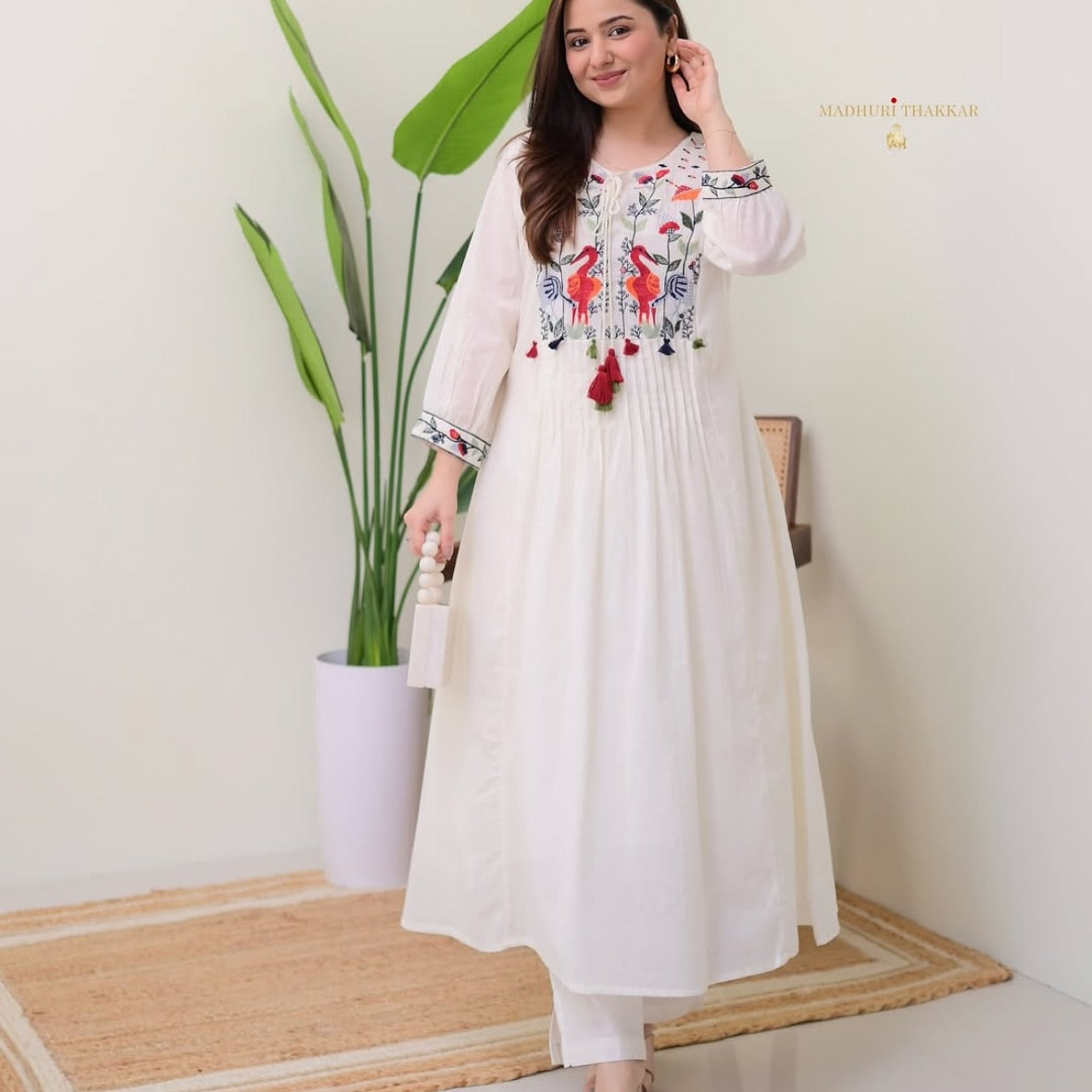 full aline top with beautiful embroidery work and printex work