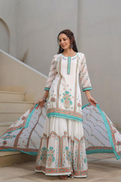 Malmal sharara placement print set