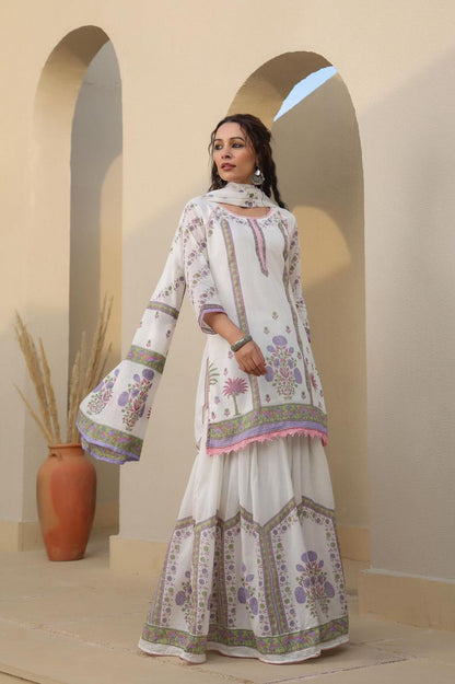 Malmal sharara placement print set