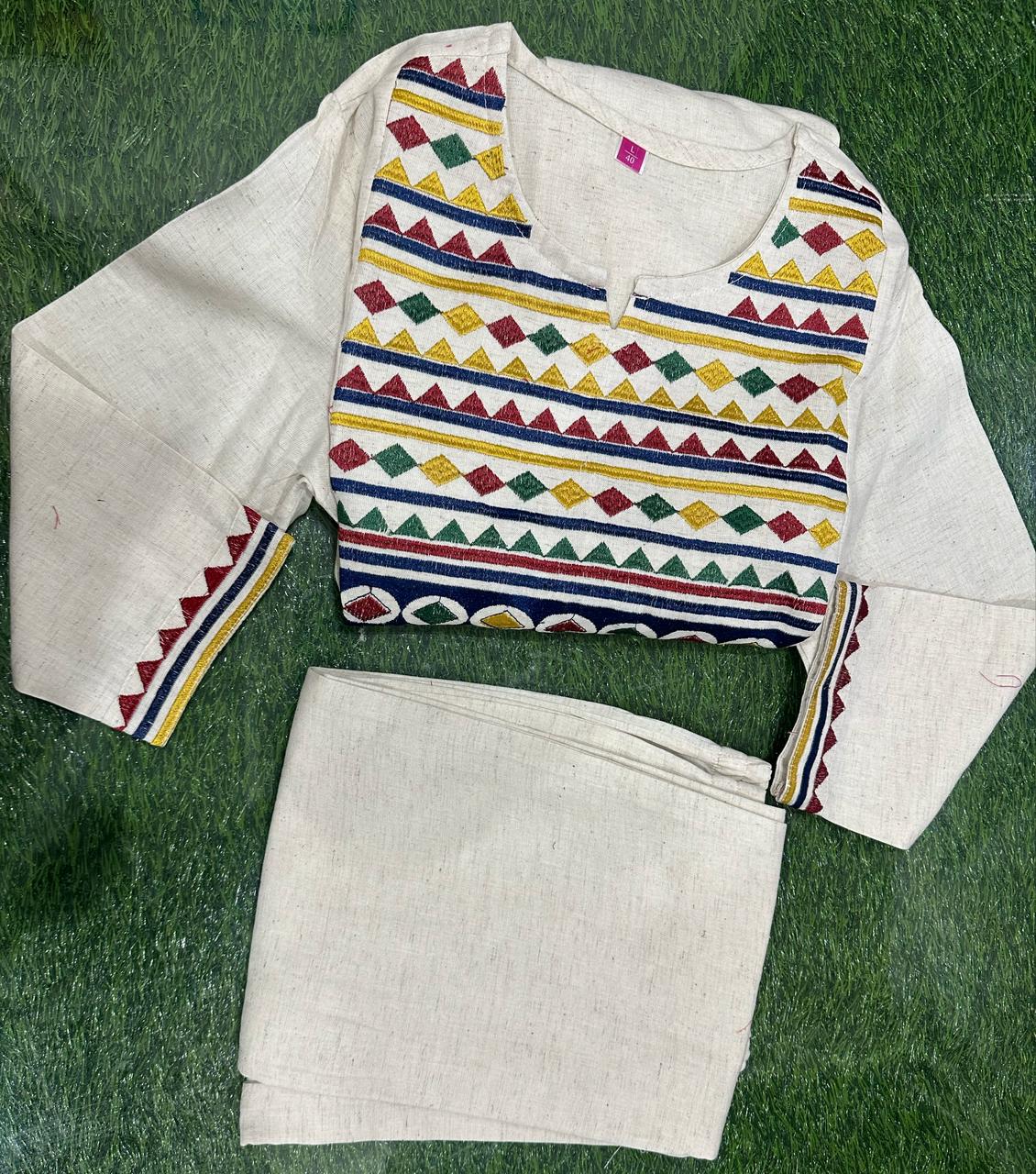 Fles Cotton With Fully Embroidery Kurta And Pent