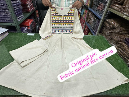 Fles Cotton With Fully Embroidery Kurta And Pent