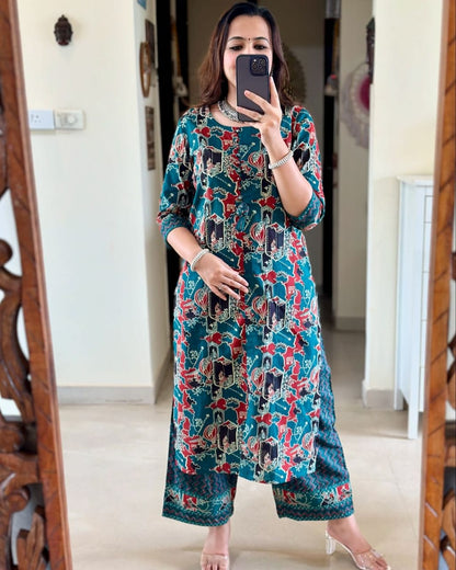 Aline Kurti Pattern Paired With Ankle length Pant